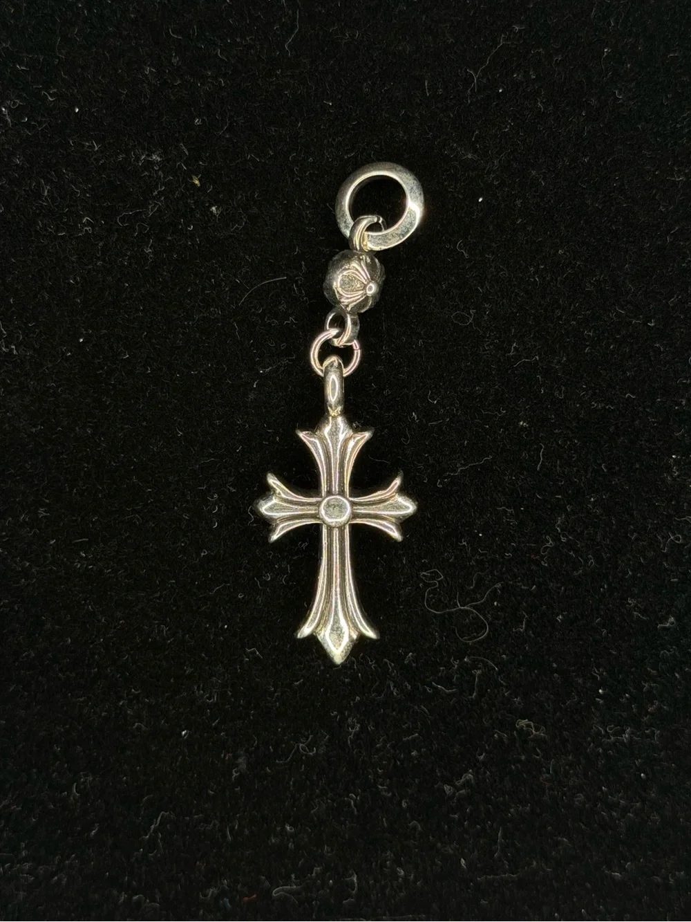 Chrome Hearts Floral Diamond Studded Cross with Ball Bail Double Unisex Pendant